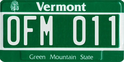 VT license plate OFM011