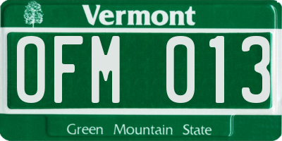 VT license plate OFM013