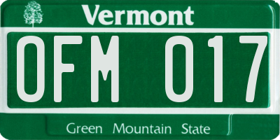 VT license plate OFM017
