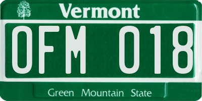 VT license plate OFM018