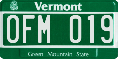 VT license plate OFM019