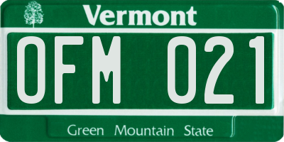 VT license plate OFM021
