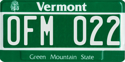 VT license plate OFM022