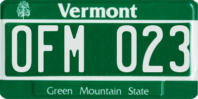 VT license plate OFM023