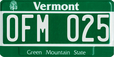 VT license plate OFM025