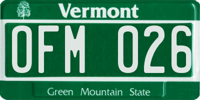VT license plate OFM026