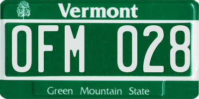 VT license plate OFM028