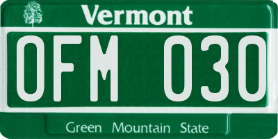 VT license plate OFM030
