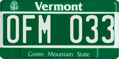 VT license plate OFM033