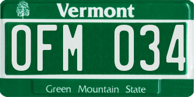 VT license plate OFM034