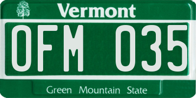 VT license plate OFM035