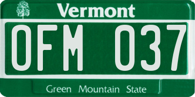 VT license plate OFM037