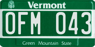 VT license plate OFM043