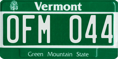 VT license plate OFM044