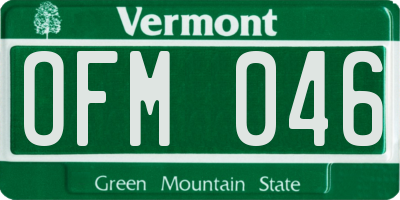 VT license plate OFM046