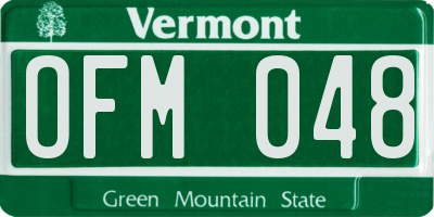 VT license plate OFM048