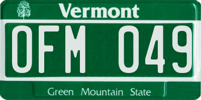 VT license plate OFM049