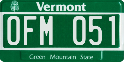 VT license plate OFM051