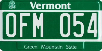VT license plate OFM054