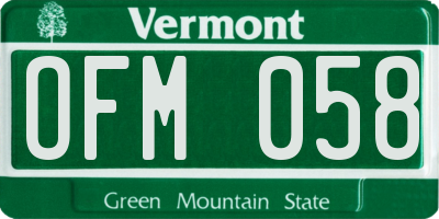 VT license plate OFM058