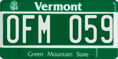 VT license plate OFM059