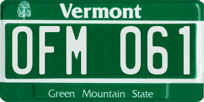 VT license plate OFM061