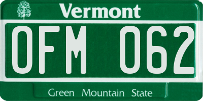 VT license plate OFM062