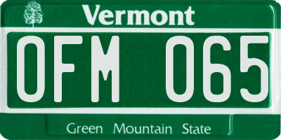 VT license plate OFM065