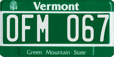 VT license plate OFM067