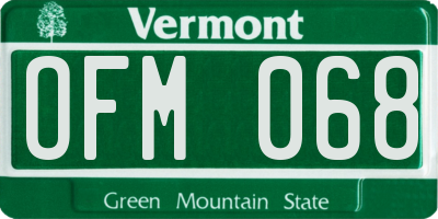 VT license plate OFM068