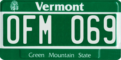 VT license plate OFM069