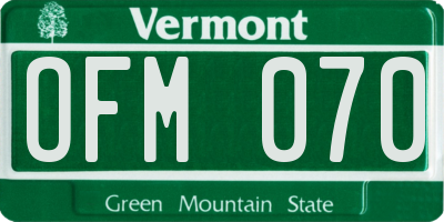 VT license plate OFM070
