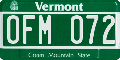 VT license plate OFM072