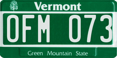 VT license plate OFM073