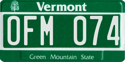 VT license plate OFM074