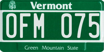 VT license plate OFM075