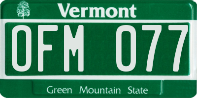 VT license plate OFM077