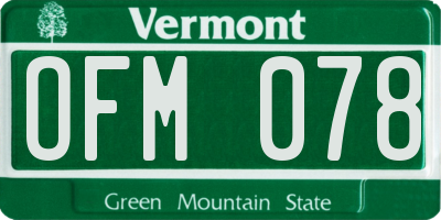 VT license plate OFM078