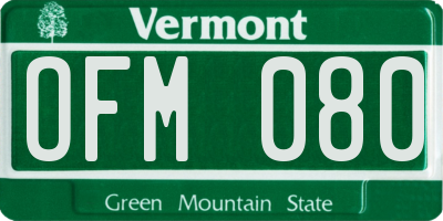VT license plate OFM080
