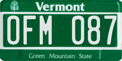 VT license plate OFM087