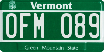 VT license plate OFM089