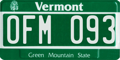 VT license plate OFM093
