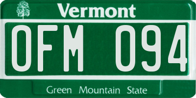 VT license plate OFM094