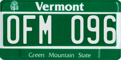 VT license plate OFM096
