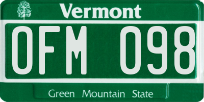 VT license plate OFM098