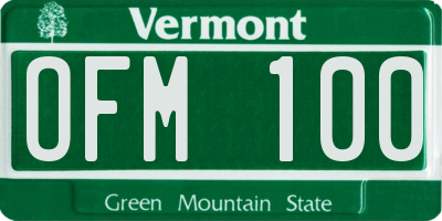 VT license plate OFM100