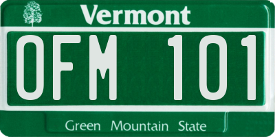 VT license plate OFM101