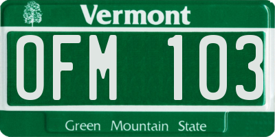 VT license plate OFM103
