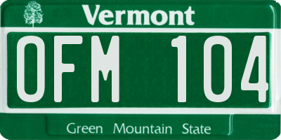 VT license plate OFM104
