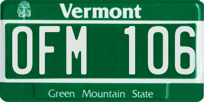 VT license plate OFM106